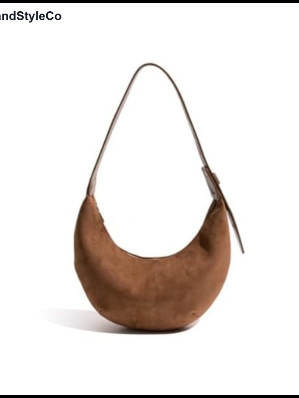 Faux Suede Crescent Shoulder Bag with Adjustable Strap